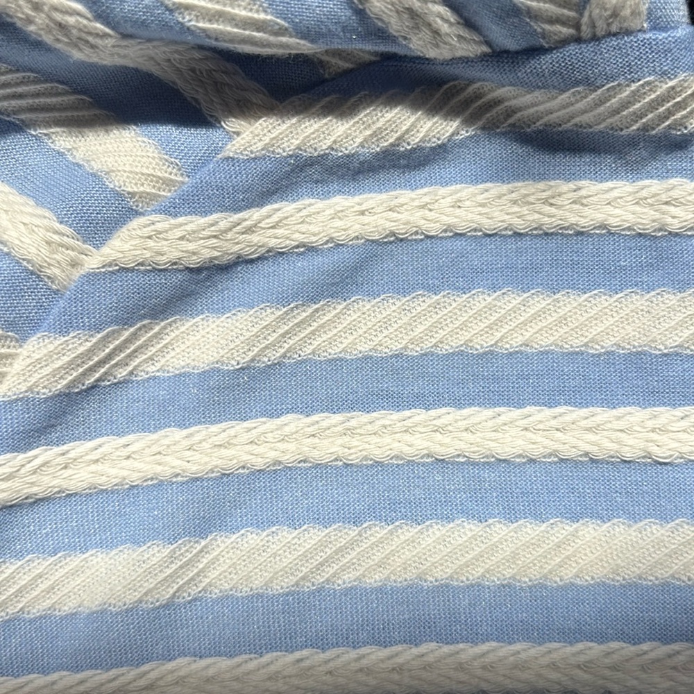 NWT Talbots Plus Blue and White Striped Top with Square Neckline and 3/4 Sleeves - Picture 6 of 7